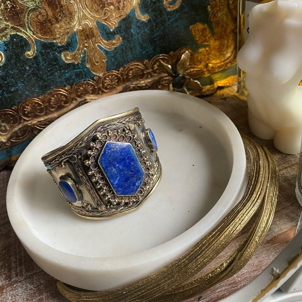 Lapis lazuli Afghan style middle eastern cuff bracelet